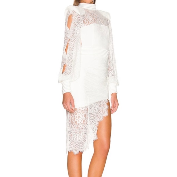 Zhivago Dresses Nwt 695 Zhivago White Sheer Lace Praiano Midi Bridal Long Sleeve Dress Us 6